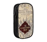 YINGD T Harry Potter Marauder's Map Pencil Case Large Capacity Double-Layer Pen Bag School Student Stationery Pouch Organizer Office Supplies Pencase