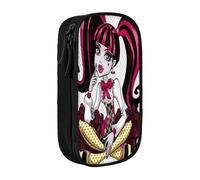 YINGD Teen Monster High Pencil Case Double Zipper Makeup Bag - Compact Oxford Cloth Pouch for Travel, Gym, Daily Essentials