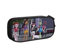 YINGD Teen Monster High Pencil Case for Teachers & Students - Double Zipper + 3 Mesh Pockets, Easy Hand Wash Design