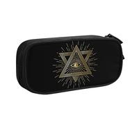 YINGD TEQUAN Large Capacity Pencil Case, All Seeing Eye Illuminati Pattern Pencil Pouch 2 Compartments Pencil Bag