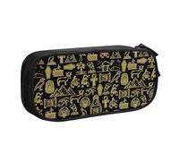 YINGD TEQUAN Large Capacity Pencil Case, Ancient Gods of Egypt Pattern Pencil Pouch 2 Compartments Pencil Bag
