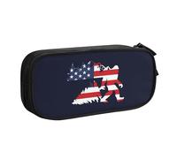 YINGD TEQUAN Large Capacity Pencil Case, Big Foot Monster American Flag Pattern Pencil Pouch 2 Compartments Pencil Bag
