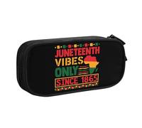 YINGD TEQUAN Large Capacity Pencil Case, Black History Month Day Pattern Pencil Pouch 2 Compartments Pencil Bag (Blue)-Black