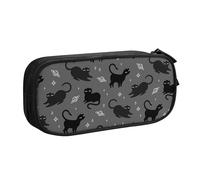 YINGD TEQUAN Large Capacity Pencil Case, Boho Black Cats Cosmic Sky Pattern Pencil Pouch 2 Compartments Pencil Bag (Blue)-Black