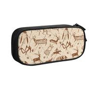 YINGD TEQUAN Large Capacity Pencil Case, Central Asian Rock Paintings Pattern Pencil Pouch 2 Compartments Pencil Bag