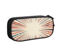 YINGD TEQUAN Large Capacity Pencil Case, Comic Sun Rays Colorful Pattern Pencil Pouch 2 Compartments Pencil Bag
