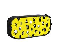 YINGD TEQUAN Large Capacity Pencil Case, Cute Smile Aliens Monsters Pattern Pencil Pouch 2 Compartments Pencil Bag