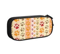 YINGD TEQUAN Large Capacity Pencil Case, Fun Dog Paw Print Pattern Pencil Pouch 2 Compartments Pencil Bag