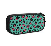 YINGD TEQUAN Large Capacity Pencil Case, Leopard Dog Paw Camo Pattern Pencil Pouch 2 Compartments Pencil Bag