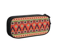 YINGD TEQUAN Large Capacity Pencil Case, Native Southwestern Aztec Ethnic Pattern Pencil Pouch 2 Compartments Pencil Bag