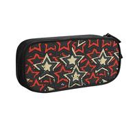 YINGD TEQUAN Large Capacity Pencil Case, Vintage Grunge Stars Pattern Pencil Pouch 2 Compartments Pencil Bag