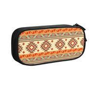 YINGD TEQUAN Large Capacity Pencil Case, Vintage Southwestern Native Aztec Style Pattern Pencil Pouch 2 Compartments Pencil Bag