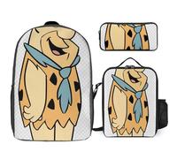 YINGD The Flintstones Backpack Combo for Kids and Adults Bookbag Lunch Box and Pen Holder Combo