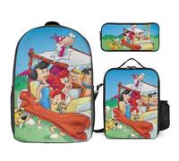YINGD The Flintstones Backpack Combo for Teens and Adults Bookbag Lunch Tote Pen Holder