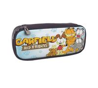 YINGD The Garfield Show Pencil Case Waterproof Zippered Pen Pouch with Elastic Loops for Secure Storage