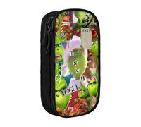 YINGD The Grinch Pencil Case for Teachers & Students - Double Zipper + 3 Mesh Pockets, Easy Hand Wash Design