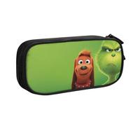 YINGD The Grinch Pencil Case Multi-Functional Storage Bag - 2 Zipper Compartments & 8 Slots (Ideal for Daily Use)