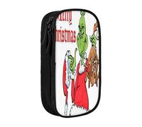 YINGD The Grinch Pencil Case Multi-Functional Storage Bag - 2 Zipper Compartments & 8 Slots (Ideal for Daily Use)