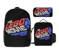 YINGD The Lego Movie Backpack Bundle Lightweight Polyester 17 Inch Bag Lunch Carrier and Pencil Pouch