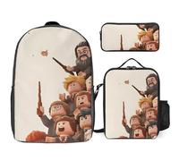 YINGD The Lego Movie Backpack Trio Set Durable Polyester Bookbag Lunch Pouch and Pencil Organizer for Teens