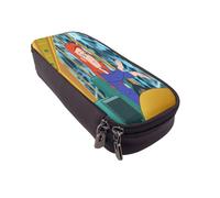 YINGD The Magic School Bus Pencil Case Soft Brown Leather Pen Holder with Interior Zipper Pocket