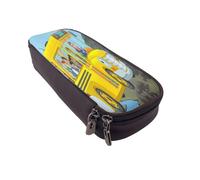 YINGD The Magic School Bus Pencil Case Versatile Brown Synthetic Leather Holder with Zipper
