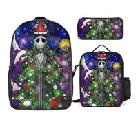 YINGD The Nightmare Before Christmas Backpack Bundle 17 Inch Bag Plus Lunch Box and Multi Compartment Pen Holder