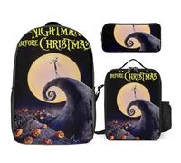 YINGD The Nightmare Before Christmas Backpack Learning Pro Kit Bookbag with Portion-Control Lunch System and Math Tool Pouch