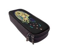 YINGD The Nightmare Before Christmas Pencil Case Multi-Purpose Brown PU Leather Organizer for Various Items