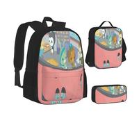 YINGD The Octonauts Cartoon 3 PCS School Backpack Lightweight School Bookbag Lunchbox Pencil Bag Large Daypack