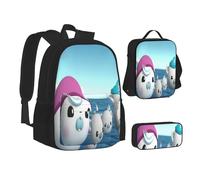 YINGD The Octonauts Cartoon 3 PCS School Backpack Lightweight School Bookbag Lunchbox Pencil Bag Large Daypack