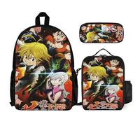 YINGD The Seven Deadly Sins 3Pcs Backpacks Sets with Lunch Bag and Pencil Case