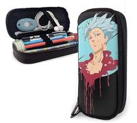 YINGD The Seven Deadly Sins - Ban Multifunctional Pu Leather Pencil Case with Double Zipper Closure - Carrying Case for School Office