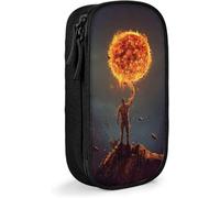 YINGD The Seven Deadly Sins Escanor Lion's Sin of Pride Pen Bag Large Capacity Double Zipper Pencil Case for Office School Travel-Black SAOE