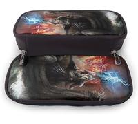 YINGD Thunder Wrath in The Viking Thorn Ship That Swims in Fiery Waves Leather Pencil case Pencil case Stationery Bag Office Portable Storage Box Cosmetic B