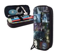 YINGD Tim Burton's Corpse Bride Pencil Case Brown Leather Pen Bag Student Stationery Pouch Holder Organizer for School Office Supplies for Kids Teen Adult