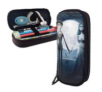 YINGD Tim Burton's Corpse Bride Pencil Case Brown Leather Pen Bag Student Stationery Pouch Holder Organizer for School Office Supplies for Kids Teen Adult