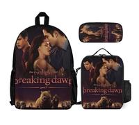 YINGD Twilight Backpacks 3 Piece Set Kids Bookbag School Bag with Lunch Bag and Pencil Case