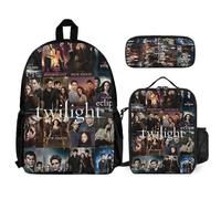 YINGD Twilight Backpacks Piece Set Kids Bookbag School Bag with Lunch Bag and Pencil Case for Boys Girls