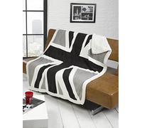 YINGD Union Jack British United Kingdom Flag Soft Throw over, Polyester, Black/White/Grey, Full
