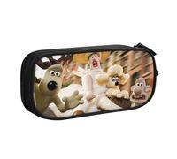 YINGD Wallace & Gromit in The Curse of The were-Rabbit Pencil Case Multi-Functional Storage Bag - 2 Zipper Compartments & 8 Slots (Ideal for Daily Use)