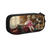 YINGD Wallace & Gromit in The Curse of The were-Rabbit Pencil Case Trendy Geometric Print - Double Layer Zipper Compartments for Students & Professionals