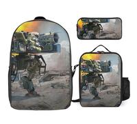 YINGD War of The Robots Backpack Essentials Three Piece Set Bookbag Snack Tote and Pen Holder for Kids