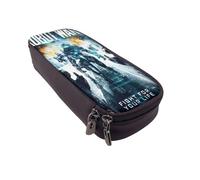 YINGD War of The Robots Pencil Case Elegant Brown Leather Zip Bag for Writing Tools