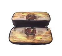 YINGD War of The Robots Pencil Case Lightweight Brown Leather Pouch for Easy Storage