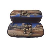 YINGD War of The Robots Pencil Case Travel-Ready Brown Leather Zip Pouch for Protection