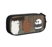 YINGD We Bare Bears Season Pencil Case for Teachers & Students - Double Zipper + 3 Mesh Pockets, Easy Hand Wash Design