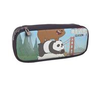 YINGD We Bare Bears Season Pencil Case Multi-Functional Brown Leather Case for Pens & Cosmetics