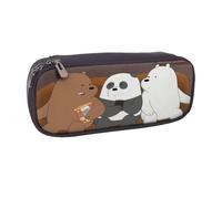 YINGD We Bare Bears Season Pencil Case Multi-Purpose Brown PU Leather Organizer for Various Items