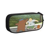 YINGD We Bare Bears Season Pencil Case Trendy Geometric Print - Double Layer Zipper Compartments for Students & Professionals